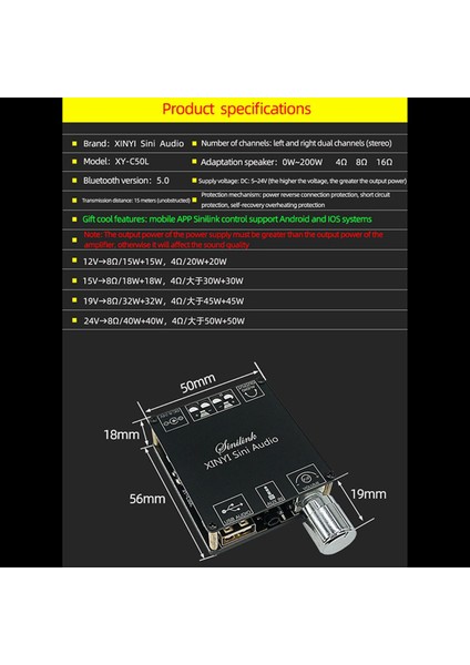 Ξ Ny Ue Zhang 4x XY-C50L Mını Bluetooth 5.0 Kablosuz Ses Dijital Güç Amplifikatörü Stereo Kurulu 50WX2 Bluetooth Amplificador 3.5 mm USB (Yurt Dışından)