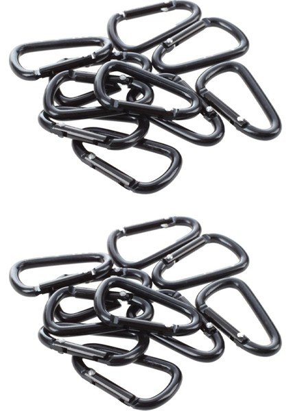 Ξ Ny Ue Zhang 20 Adet Siyah D Şekilli Alüminyum Alaşım Karabina Kanca Anahtarlık (Yurt Dışından)