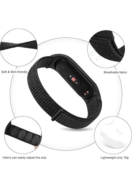 Bilişim Akademi Xiaomi Mi Band 3 4 5 6 Hasır Kumaş Örgü Spor Kordon Kayış