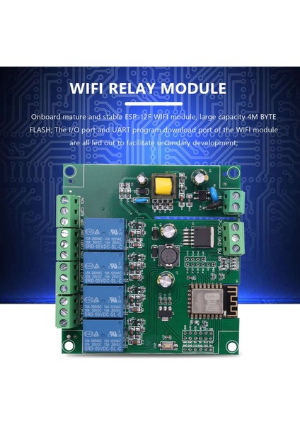 Ξ Ny Ue Zhang 2x ESP8266 ESP-12F Wıfı Röle Modülü 4 Kanal AC90-250V/DC7-30V/5V Gecikme Röle Anahtarı Ide Akıllı Ev Için (Yurt Dışından)
