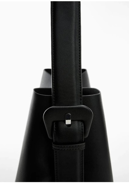 Kadın Siyah Toka Detaylı Kalın Askılı Shopper Çanta modelleri