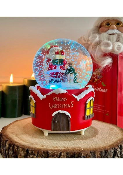 Orta Boy Yılbaşı Kar Küresi Yılbaşı Müzikli Renkli Işıklı Kar Küresi modelleri