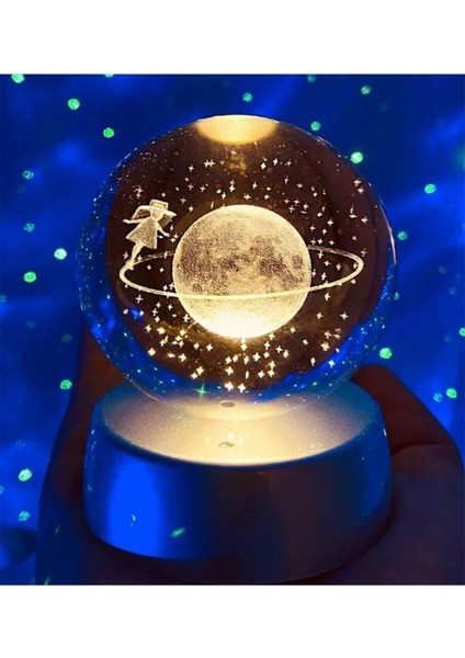 Dekoratif 3D Samanyolu Temalı Satürn Kız Işıklı Cam Küre Kristal Saturn Küre modelleri