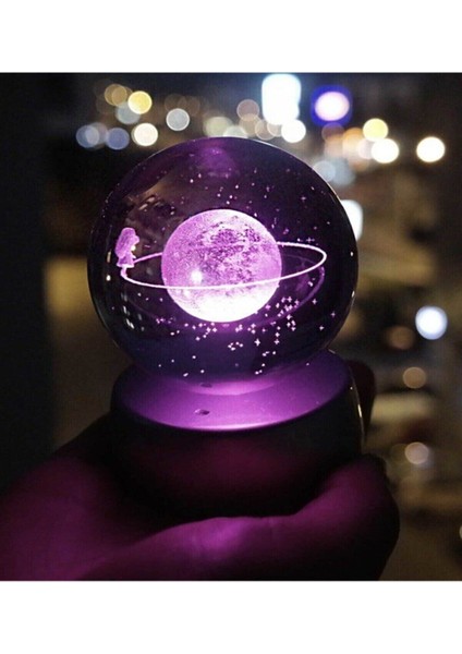 Dekoratif 3D Samanyolu Temalı Satürn Kız Işıklı Cam Küre Kristal Saturn Küre fırsatları