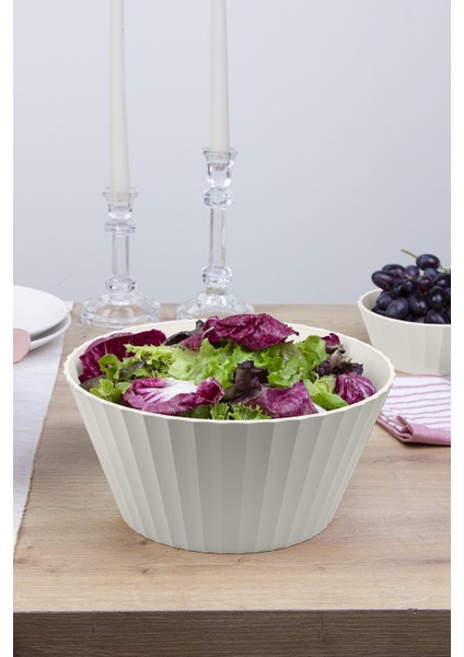 Coliseum Bej Çatal Kaşıklı Salata Kasesi