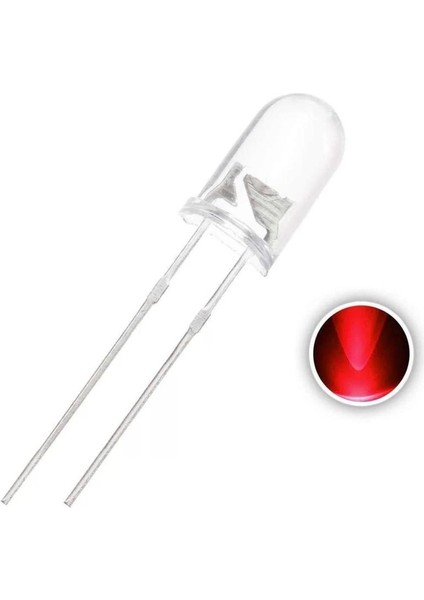 5mm Kırmızı Şeffaf LED - 1 Adet