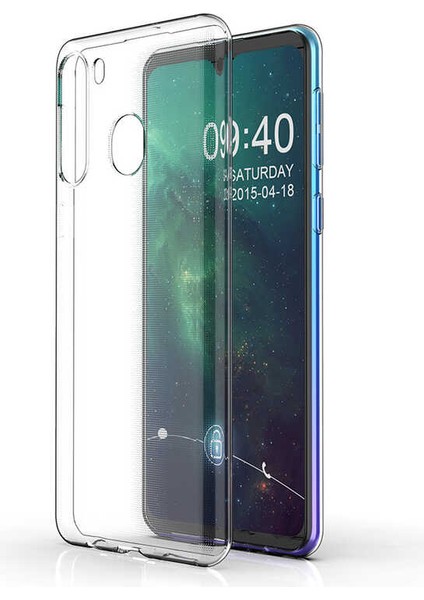 Galaxy Galaxy A21 Kılıf Şeffaf Ince Esnek Silikon Kılıf Zipax-Süper
