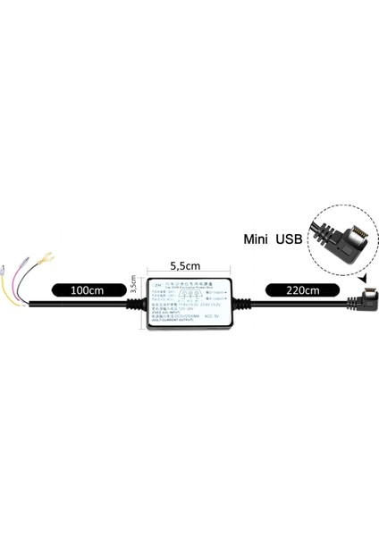 Park Modu Adaptör Araç Kamerası Sigorta Kutusundan Beslemeli Adaptör 12-24V/ 5V 2500MA Mini USB Girişli