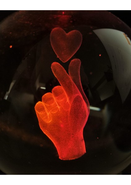 Kore Parmak Kalbi 3 Boyutlu Aşk Küresi Parmak Kalpli Küre modelleri