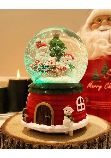 Orta Boy Yılbaşı Kar Küresi Işıklı Müzikli Yılbaşı Kutusunda modelleri