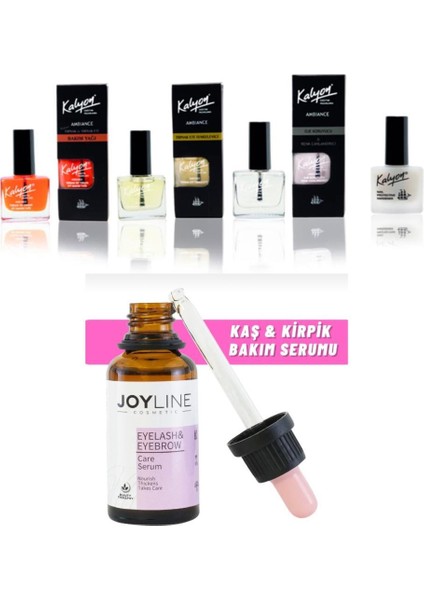 Sertleştrici Bakım Yağı Et Temizleyici Koruyucu 4 Lü Set+Joy Line Kaş Kirpik Onarıcı,Uzatıcı,Besleyici Ve Güçlendirici Bakım Serumu 30ml