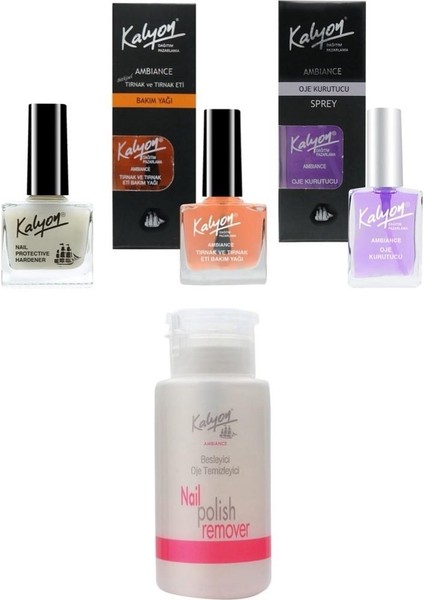 Tırnak Setleştirici+Bakım Yağı+Oje Kurutucu Sprey 17ml+Pompalı Aseton 200ml