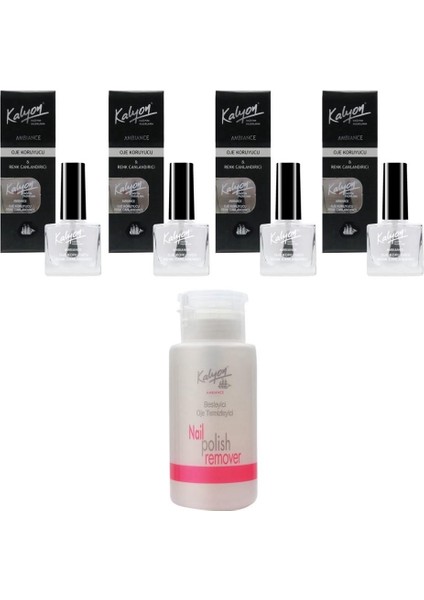 Oje Koruyucu 4 Adet+Pompalı Aseton 200ml