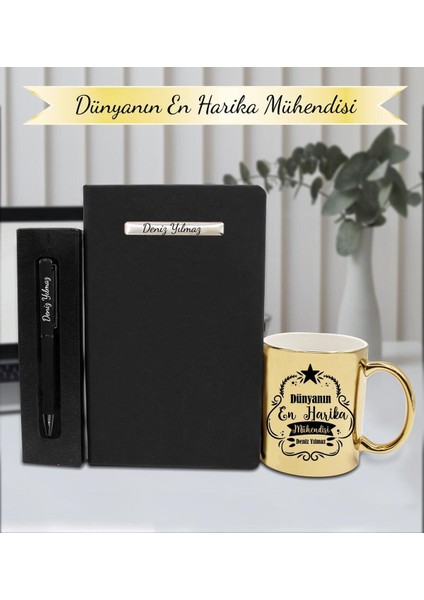 Kişiye Özel Mühendis Kupa & Defter ve Kalem Hediye Seti fiyatları