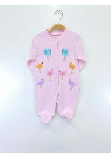 Puro Cotone Bebek Tulum Pembe Kuşlu