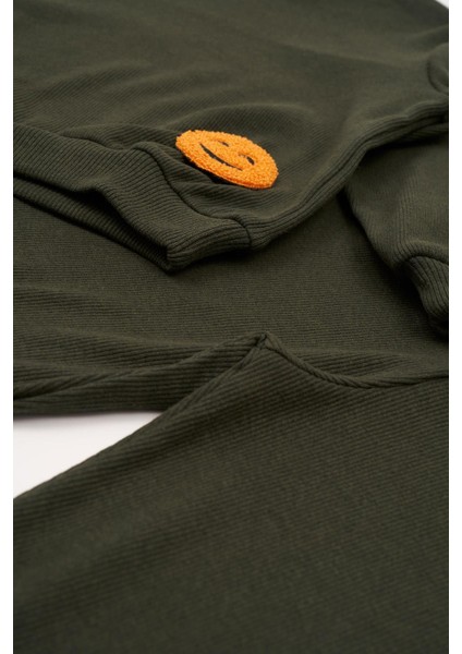 Emoji Nakışlı Taytlı Yeşil Alt Üst Takım fiyatları