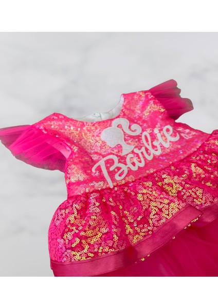 Kız Çocuk Pembe Renk Barbie Doğum Günü Parti Özel Gün Elbisesi fiyatları