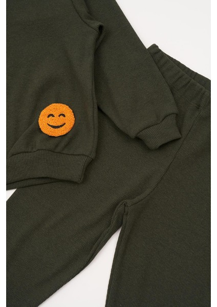 Emoji Nakışlı Taytlı Yeşil Alt Üst Takım modelleri