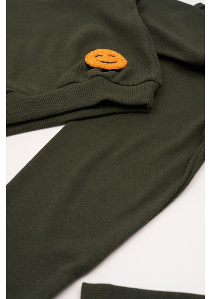 Emoji Nakışlı Taytlı Yeşil Alt Üst Takım fırsatları