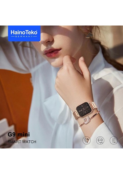 Serrehahaino Teko G9 Mini Gold Yetişkin 41MM Kadın Akıllı Saat 3 Kordon-Bileklik Hediyeli