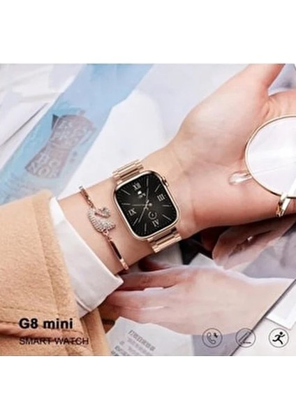Serrehahaino Teko G9 Mini Gold Yetişkin 41MM Kadın Akıllı Saat 3 Kordon-Bileklik Hediyeli
