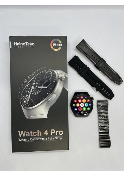 Haino Teko Watch 4 Pro RW32 Curved Amoled Ekran 3 Kordon Akıllı Saat