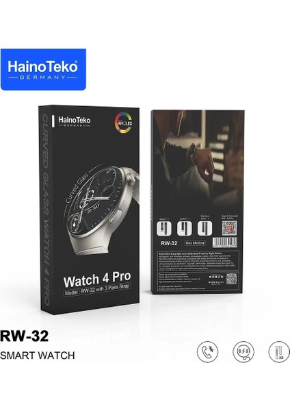 Haino Teko Watch 4 Pro RW32 Curved Amoled Ekran 3 Kordon Akıllı Saat