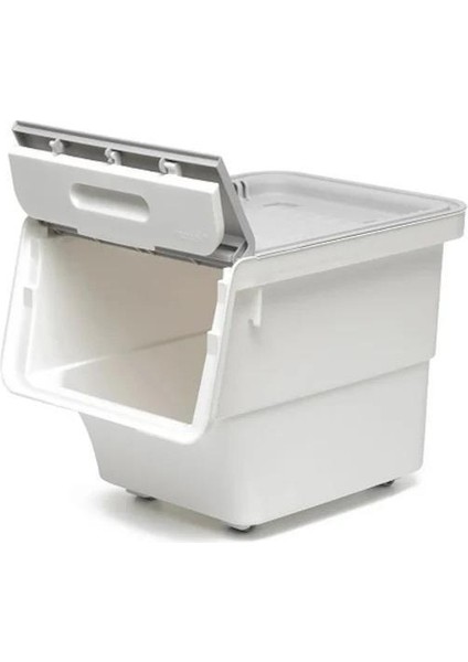 Motek Tekerlekli Patateslik Soğanlık Oyuncak Kutusu Patateslik Soğanlık Sepeti 3X12LT Beyaz+Gri