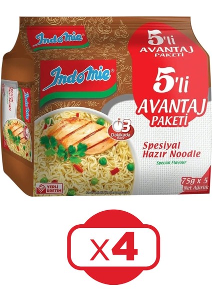 Hazır Noodle Spesiyal 75GR x 5 Li Avantaj Paket x 4 Adet