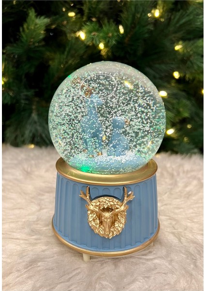 Geyik Kar Küresi Mega Boy Püskürtmeli Işıklı Müzikli Kar Küresi