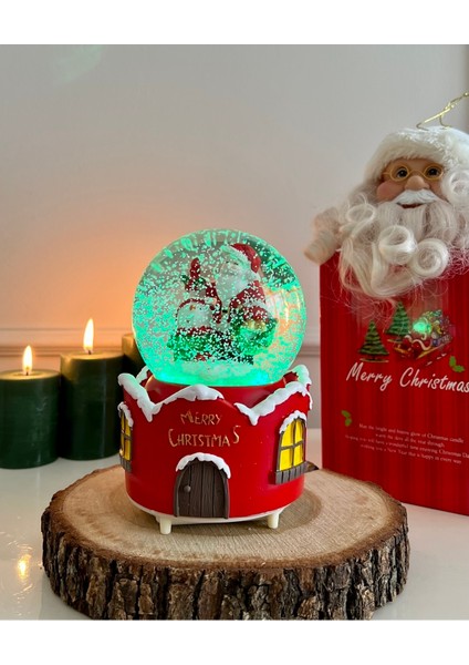 Yılbaşı Noel Kar Küresi Mega Boy Işıklı Müzikli Otomatik Kar Püskürtmeli
