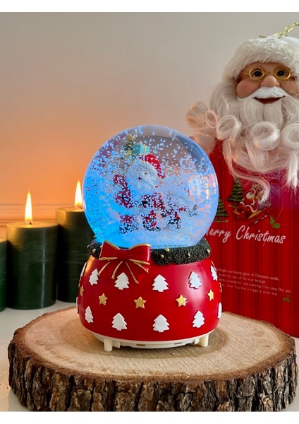 Yılbaşı Noel Kar Küresi Mega Boy Işıklı Müzikli Otomatik Kar Püskürtmeli