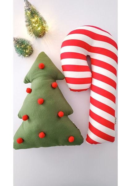 Yılbaşı / Noel Dekoratif Çam -Baston Şeker 2'liset Kırlent / Yastık / Yılbaşı Ağacı / Yılbaşı Süsü fiyatları