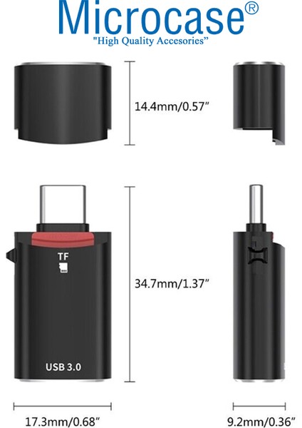 Type-C To USB 3.0 Çoğaltıcı Hub Kart Okuyuculu USB Otg Sd/tf - AL4156