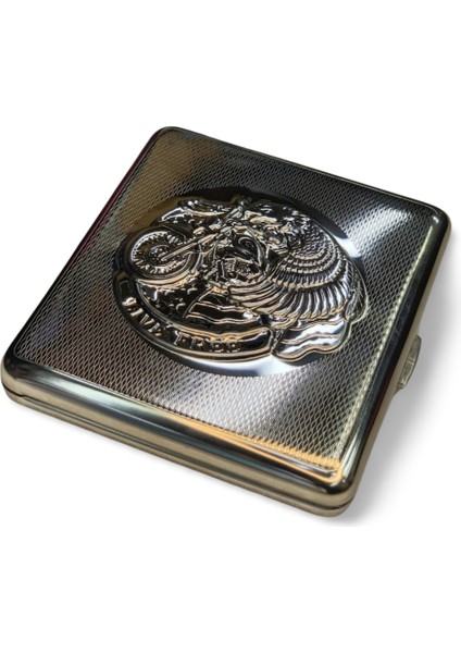 20135 Metal Sigara Tabakası Kare Tasarım Desenli Standart Kısa 90MM Tabla