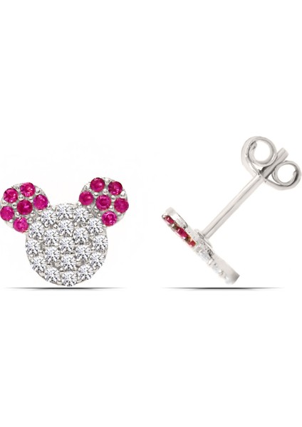 Kız Çocuk Mickey Mause 925 Ayar Gümüş Küpe