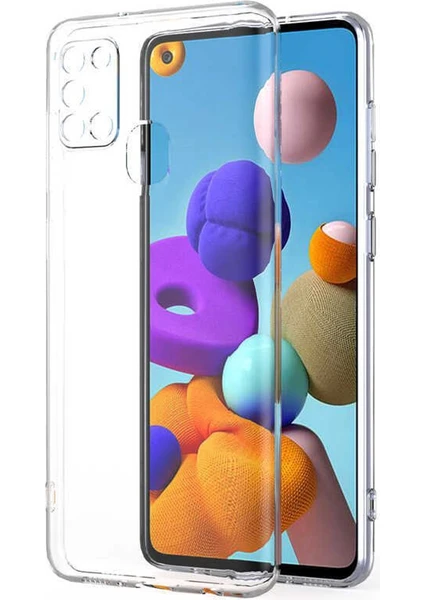 Samsung Galaxy A21S Kamera Korumalı Şeffaf Yumuşak Silikon