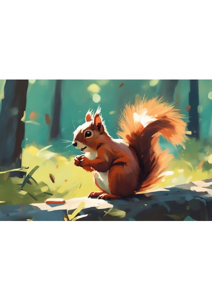 Renkli Baskılı Sayılarla Boyama Hobi Seti (Çerçeveli) 50X65 Cm: Sincap
