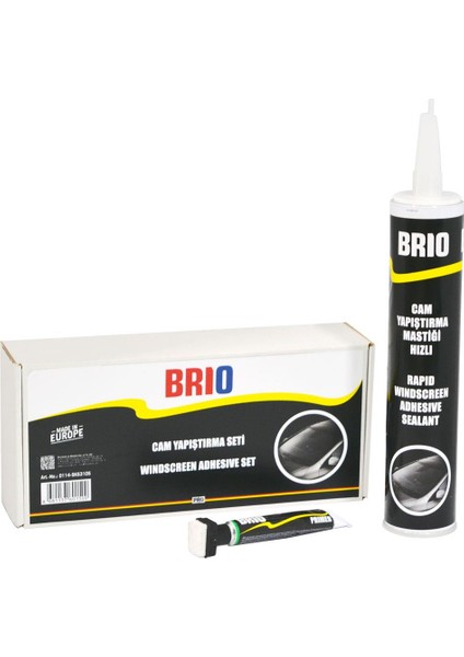 Cam Yapıştırma Mastiği 310 Ml Hızlı + Primer + Primer Fırçası Set
