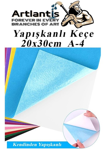 Yapışkanlı Keçe 10 Renk A4 20X30 cm 1 Paket Keçe Yapışkanlı 10 Lu Okul Kreş Okul Öncesi Etkinlik Hobi