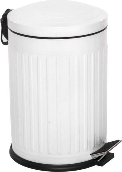 Vintage Beyaz Çöp Kovası Çöp Kutusu Çizgili Model 12 Litre