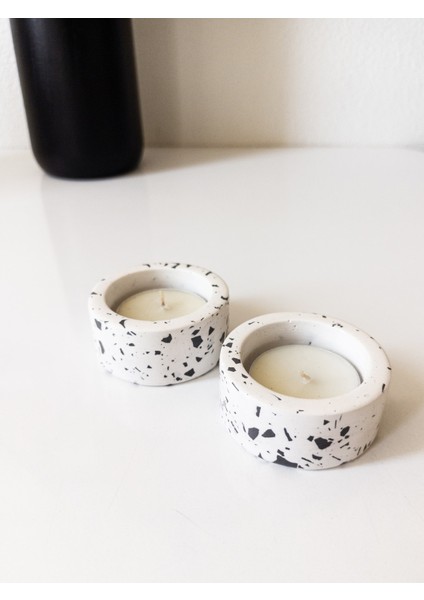 Abad Hanmade Terrazzo 2'li Dekoratif Tealight Mumluk