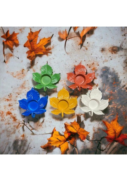 Dekoratif Tealight Mumluk Çınar Yaprağı Yılbaşı Düğün Nişan Bebek Süs Eşyası Tealight Mum Hediyeli