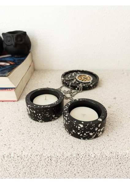 Terrazzo 2'li Dekoratif Tealight Mumluk