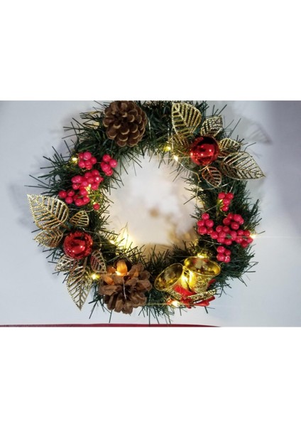 Işıklı Yılbaşı Kapı Süsü Kapı Çelengi 24 cm Kokinalı Çelenk fiyatları