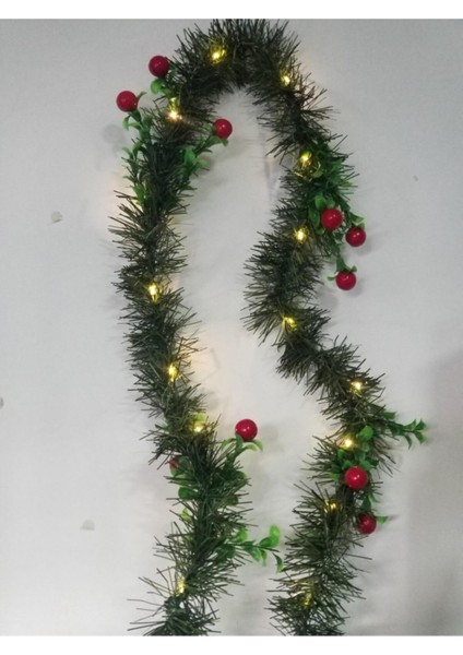 Yılbaşı Süsü Işıklı Yeşil Garland Kokina Meyveli Çam Dalı Hazır Süslü Dekor Şömine Süs 2.5 Metre indirimleri