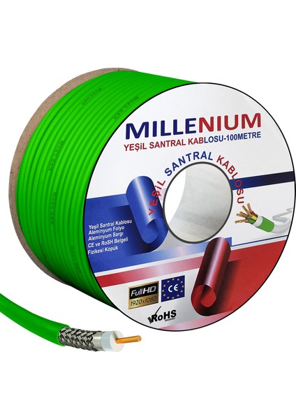 Mıllenıum Anten Kablosu Rg6 U4 100 Metre Yeşil