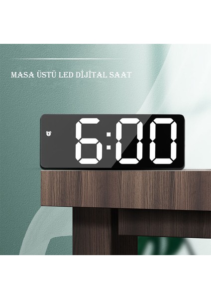 LED Dijital Masa Saati Alarm Termometre Tarih Aynalı Masaüstü Saat