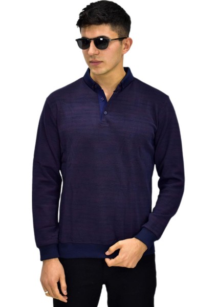 Erkek Polo Yaka Sweatshirt R2252 BGL-ST03199