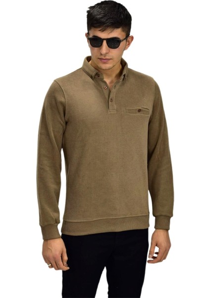 Erkek Polo Yaka Cepli Sweatshirt R6590 BGL-ST03195